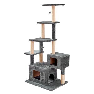 Two by Two Walnut Dark Gray Cat Tower