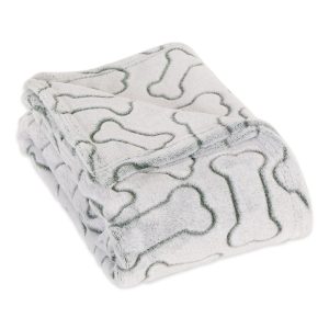 Bone Dry Hunter Green Embossed Bone Print Pet Blanket