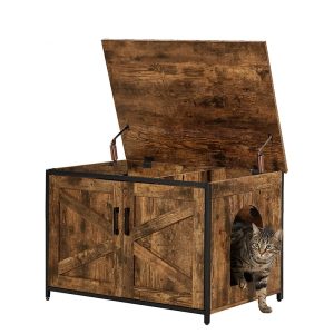 UniPaws Cat Litter Box Enclosure with Top Opening in Rustic