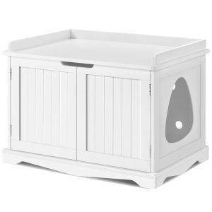 Topeakmart White Decorative Furniture Hidden Washroom Cat Litter Box