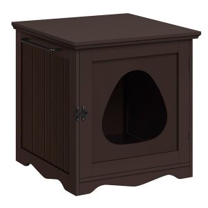 Topeakmart Espresso Furniture Indoor Cat Litter Box