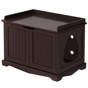 Topeakmart Decorative Espresso Furniture Hidden Washroom Cat Litter Box