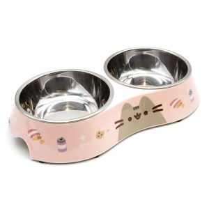 Pusheen Pink Sweets & Treats Double Diner Bowl for Cats