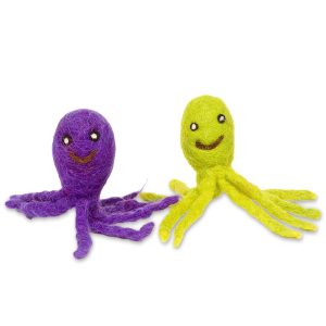 Karma Cat Natural Wool Octopus Assorted Color Cat Toys