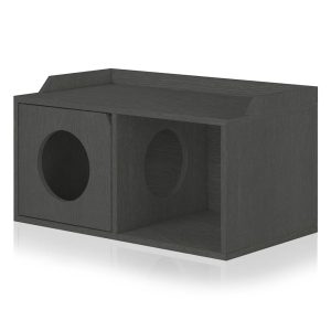 Way Basics Cat House 2 Hole with 1 Door in Charcoal Black
