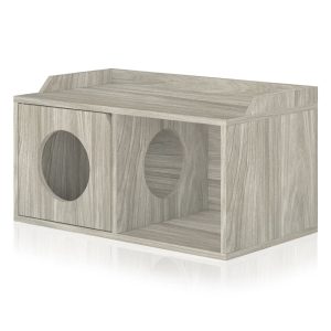 Way Basics Cat House 2 Hole with 1 Door in Aspeen Grey