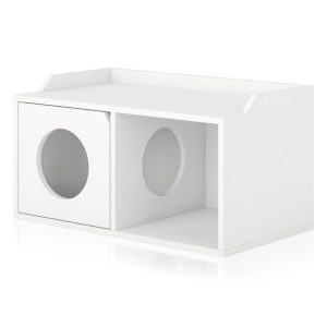 Way Basics Cat House 2 Hole with 1 Door in White