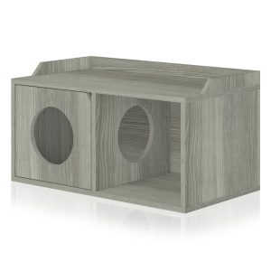 Way Basics Cat House 2 Hole with 1 Door in London Grey