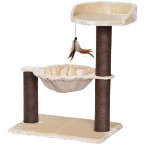 PetPals Group Catry Natural Cozy Cat Tree with Soft Top Perch & Paper Rope Scratching Posts