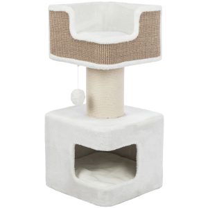 TRIXIE Ava XXL Cat Tree, Thick Scratching Post, Cat Condo, Cozy Platform with Cushion, Dangling Cat Toy