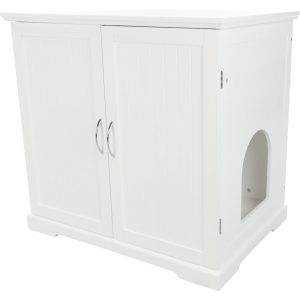 TRIXIE White XL Wooden Litter Box Enclosure with Storage Drawer