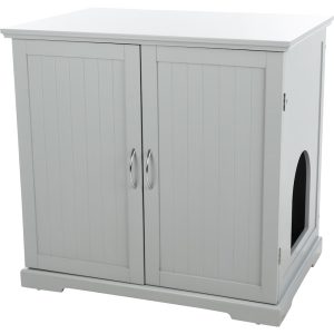 TRIXIE Gray XL Wooden Litter Box Enclosure with Storage Drawer