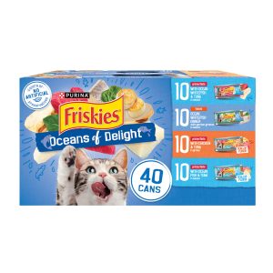 Purina Friskies Wet Cat Food Variety Pack, Oceans of Delight Flaked and Prime Filets