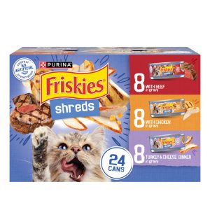 Friskies Shreds With Beef, Chicken, Turkey and Cheese Dinner Gravy Wet Cat Food Variety Pack