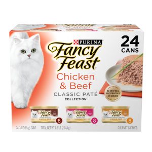 Fancy Feast Pate Chicken and Beef Classic Collection Grain Free Wet Cat Food Variety Pack