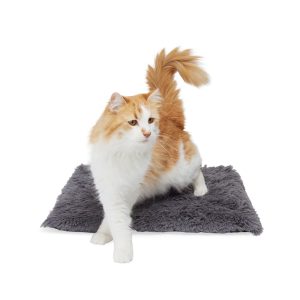 EveryYay Gray Fuzzy Fur Solid Cat Bed