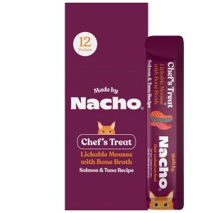 Made by Nacho Chef's Treat All Life Stages Cat Lickable Mousse with Bone Broth Salmon & Tuna Recipe