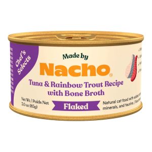 Made by Nacho Chef's Selects High Protein, Grain-Free Flaked Tuna & Rainbow Trout All Life Stages Wet Cat Food