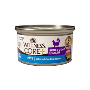 Wellness CORE+ Skin & Coat Natural Grain Free Salmon & Sardine Pate Canned Wet Cat Food