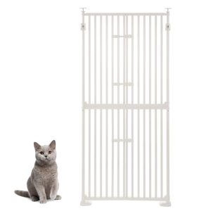 UniPaws Extra Tall Cat Pet Gate with Doors Locks Narrow Bar Spacing