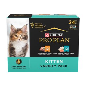 Purina Pro Plan Development Grain Free Chicken Liver and Ocean Whitefish Salmon Wet Kitten Food Variety Pack