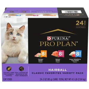 Purina Pro Plan Hairball Formula Control, Hairball Control Entrees Wet Cat Food Variety Pack