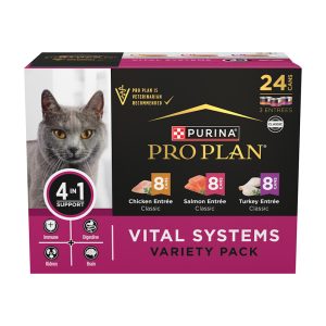 Purina Pro Plan Vital Systems Chicken, Turkey and Salmon Entree Wet Cat Food 4-in-1 Variety Pack