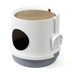 HANAMYA Cat Litter Box with Scoop and Scratcher
