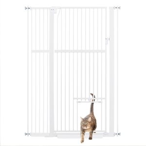 UniPaws 56"H Tall Dog Gate with Cat Door, Pressure Mounted Gate for Doorway