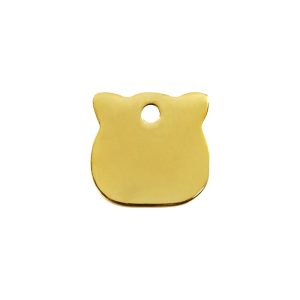 Red Dingo Flat Brass Cat Head Personalized Engraved Pet ID Tag