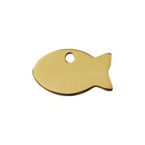 Red Dingo Flat Brass Fish Personalized Engraved Pet ID Tag