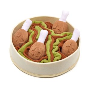 Injoya Chicken N' Gravy Interactive Snuffle Bowl with Detachable Toys for Dogs and Cats