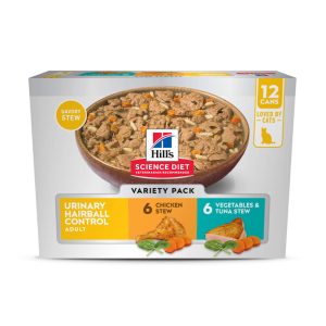 Hill's Science Diet Adult Urinary and Hairball Control Chicken & Tuna Stew Wet Cat Food Variety Pack