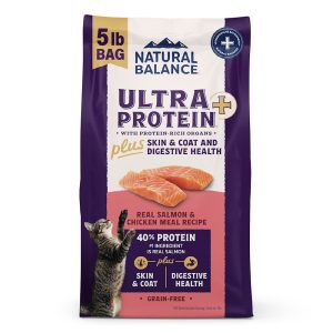 Natural Balance Ultra Protein Skin & Coat and Digestive Health, Real Salmon & Chicken Meal Recipe Plus Dry Cat Food