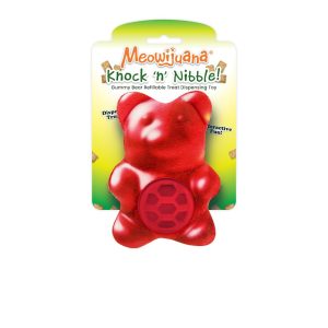 Meowijuana Knock N' Nibble Gummy Bear Refillable Treat Dispensing Toy for Cats