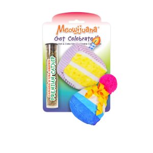 Meowijuana Get Celebrated Cake and Hat Catnip Toy for Cats
