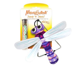 Meowijuana Jump 'n' Jamb Dragonfly Hanging Refillable Catnip Teaser Toy for Cats