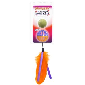 Meowijuana Purple Passion Whack 'n' Roll Compressed Catnip Ball with Cage for Cats