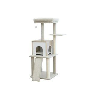 PetPals Wollaston 48" Cat Tree for Small to Medium Cats, 4-Level with Sisal Scratchers & Toy