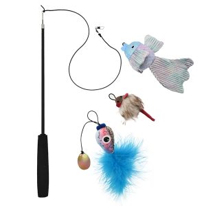 Max & Marlow Fish Wand Interactive Teaser Wand Cat Toy Multipack