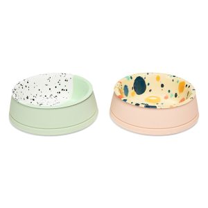 EveryYay Assorted Silicone Base with Stainless Steel Insert Cat Bowl