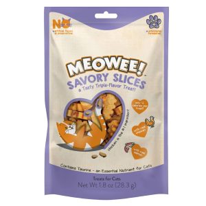 Meowee! Savory Slices Treats Made with Chicken, Salmon and Smoky BBQ Flavor for Cats