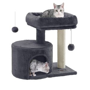 SONGMICS HOME Cat Tree Tower with Sisal Scratching Post, Padded Perch for Kittens & Small Spaces