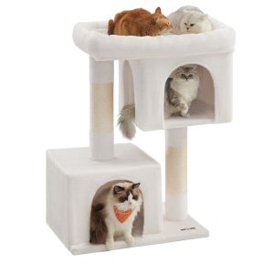 SONGMICS HOME 39.8-Inch XL Cat Tower with Spacious Perch, 2 Caves & Scratching Post, for Cats up to 44 lbs