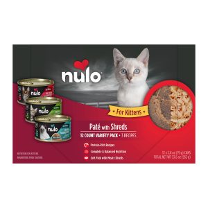 Nulo Pate with Shreds Kitten with Beef, Mackerel & Duck for Cats Variety Pack
