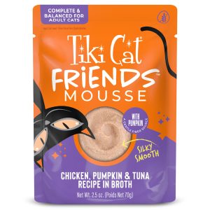 Tiki Cat Friends Mousse Chicken, Pumpkin & Tuna Recipe in Broth Cat Food