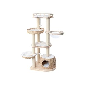 Happy & Polly Whispering Hollow Natural Wood Cat Tree