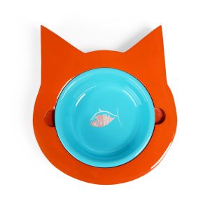 Petco Cat and Fish Wood and Stainless Steel Cat Bowl