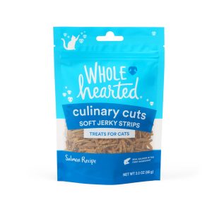 WholeHearted Salmon Recipe Soft Jerky Strips Treats for Cats
