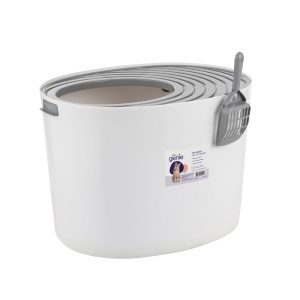 Litter Genie Round Top Entry Box Particle Catching Cover and with Scoop Cat Litter